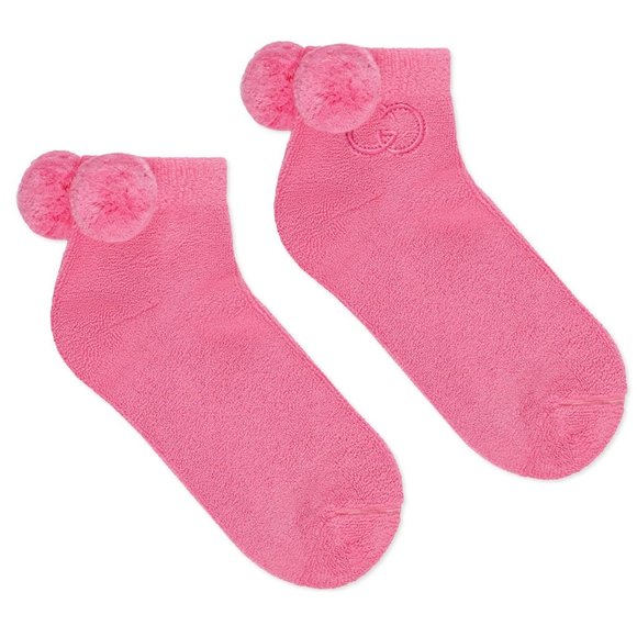 Gucci Cotton Ankle Socks with Pom-poms in Pink - Picture 2 of 2